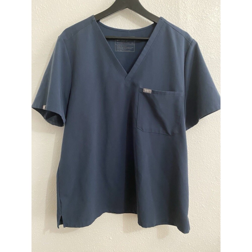 Figs Technical Collection Women’s V Neck Blue Scrub Shirt Size XXL L35